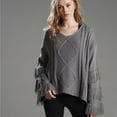 thumbnail image 2 of Gibobby Suéter de Cuello en V para Mujer, Suéter Ligero Invierno Blusa Manga Larga Multilooks(Gris,G), 2 of 3