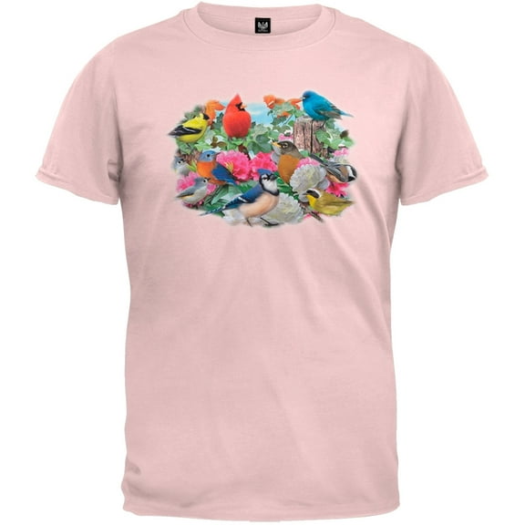 Birds for all Seasons Light Pink T-Shirt - Medium