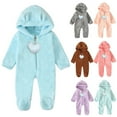 thumbnail image 2 of Zwiiyzr Fleece Baby Winter Warm Footie Bodysuit Infant One Piece Kids Hooded Romper Outerwear Toddler Baby Clothes 0-12 Months Purple, 2 of 8