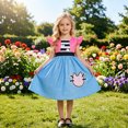 thumbnail image 2 of LILIYA Girls Halloween Flutter Sleeves Dress with Skeleton and Bow, Elegant Gown for Fall Festivities and Parties D, 2 of 6