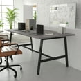 thumbnail image 3 of BizChair Commercial 72x36 Conference Table with 1" Thick Double Sided Laminate Table Top with PVC Edging and Heavy Duty A-Frame Steel Base, Gray Oak, 3 of 10