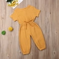 thumbnail image 2 of Diconna Infant Baby Romper Solid Color Short Sleeve Elastic Waist Jumpsuit, 2 of 6