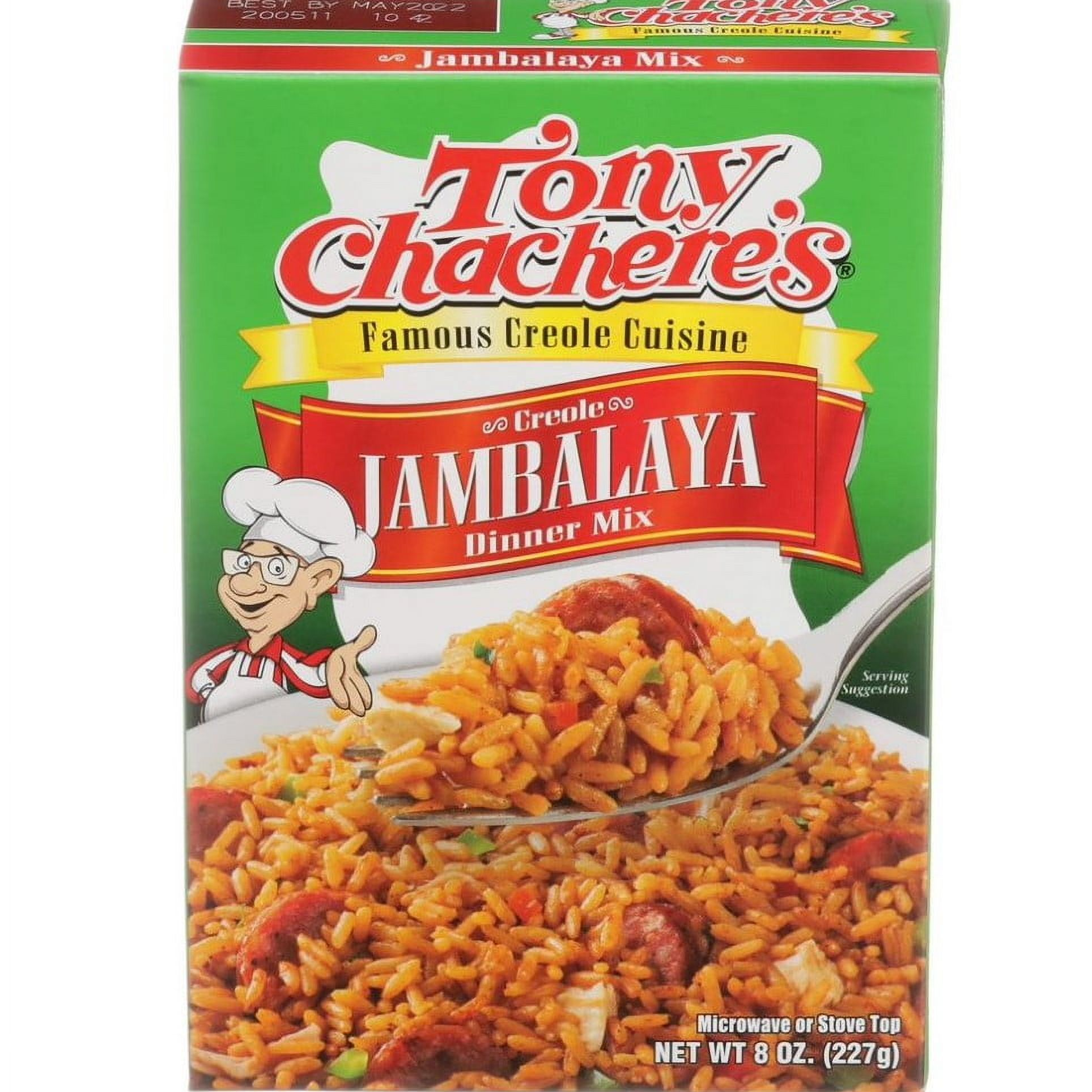 (12 pack) Tony Chachere’s, Rice, Jambalaya, Cajun, Dinner Mix, 8 oz, Shelf Stable, No MSG, Peanut-free