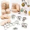thumbnail image 4 of YESTUNE 50 Pcs Blank Wooden Key Chain Round Key Chain Tags Wood Keychains Key Ring for DIY Craft, 4 of 13