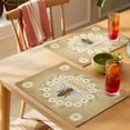 thumbnail image 4 of Honey Bee Placemats Set of 2, Vintage White Daisy Wreath Leaf Honeycomb Texture Non-Slip Place Mats Washable Table Mats for Kitchen Dining Table Decorations Indoor/Outdoor, 4 of 9