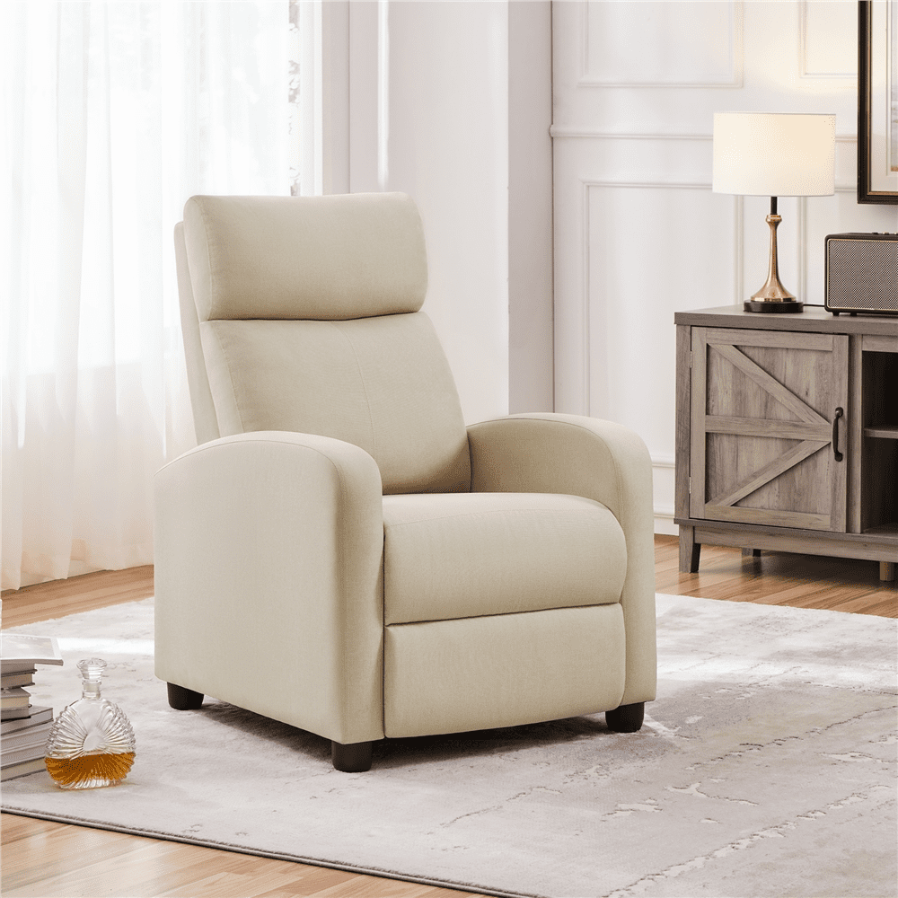 Yaheetech Modern Fabric Upholstered Recliner Chair with Pocket Spring for Home, Beige