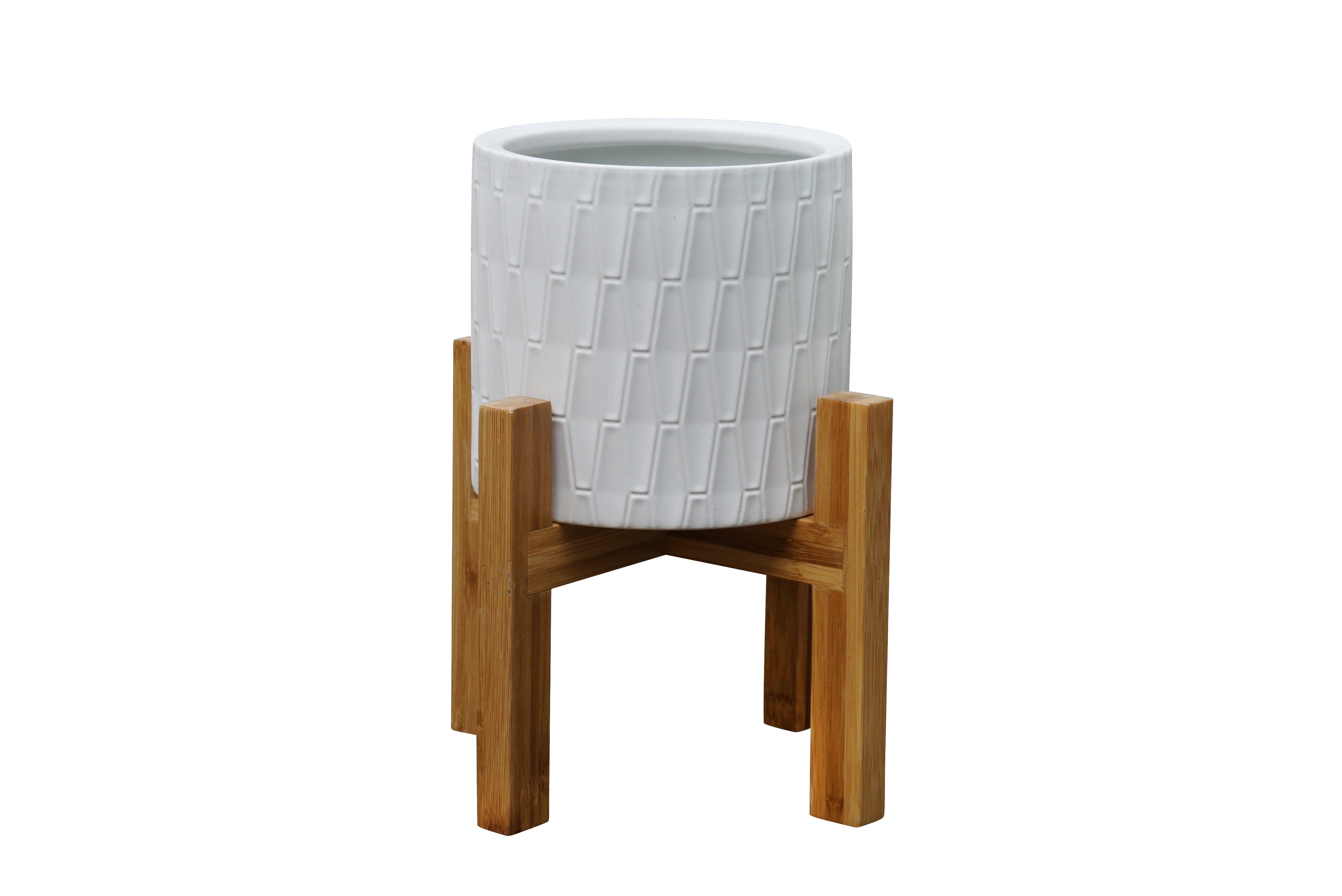 Better Homes & Gardens 6in Kennewick Ceramic Planter With Stand, White