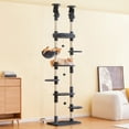thumbnail image 5 of Furcato 92.1"-101.6" Adjustable Height Cat Tree, Floor to Ceiling Cat Tower, 7 Tiers Cat Climbing Tree with Hammock, Smoky Grey, 5 of 9