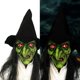 thumbnail image 2 of Old Woman Witch Mask Green Face Mask Halloween Creepier Mask Scary Horror Mask Cosplays Costume with Red Eye, Long Hair, 2 of 4