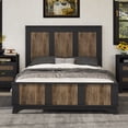 thumbnail image 3 of Platform Bed with Wooden Strip Decoration Black - Full, 3 of 5