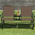 thumbnail image 3 of Gymax Patio 2-Person Glider Rocking Char Loveseat Garden w/ Tempered Glass Table Brown, 3 of 10