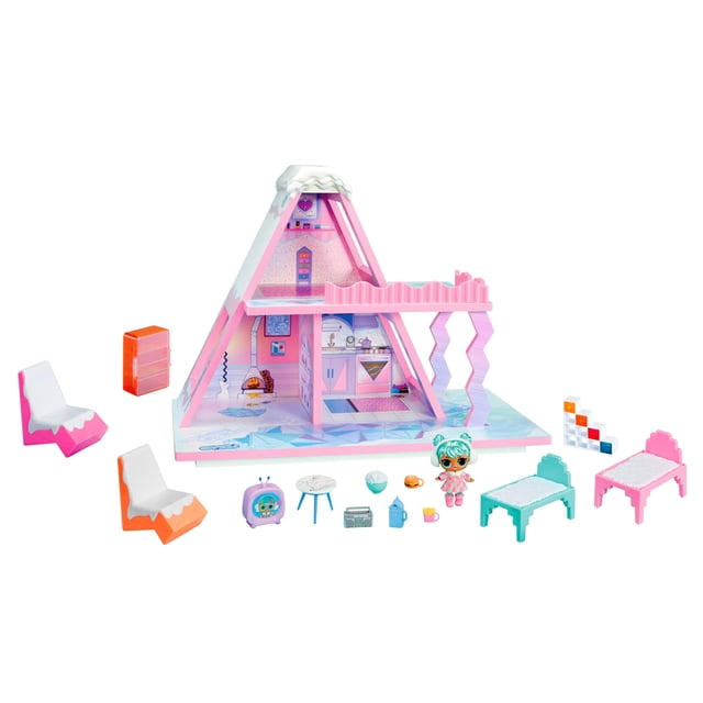 L.O.L. Surprise! Winter Snow Chalet with Tot - Made from Real Wood, More than 15 Surprises, Supplied with an Exclusive Doll, Age 4+