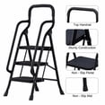 thumbnail image 3 of Beuway 3 Step Ladder with Handrails,Foldable Step Stool for Adults(Black), 3 of 7