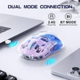 thumbnail image 3 of A2 Wireless Gaming Mouse Double Mode 2.4G/ Bluetooth,Transparent RGB Wireless Mice with 5 Adjustable DPI Compatible with PC, Mac, Laptop -Purple, 3 of 7
