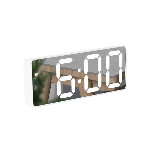 Naiovety Reloj despertador Digital con Control de voz, decoración de mesa, espejo LED, relojes de brillo, decoración del hogar para Decoración del hogar