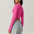 thumbnail image 5 of Blusa Mangas Largas Camisa corta básica Jersey Camisa corta Mujer ropa de calle con ajuste ajustado Ygjytge Rosa roja T L para Mujer, 5 of 5