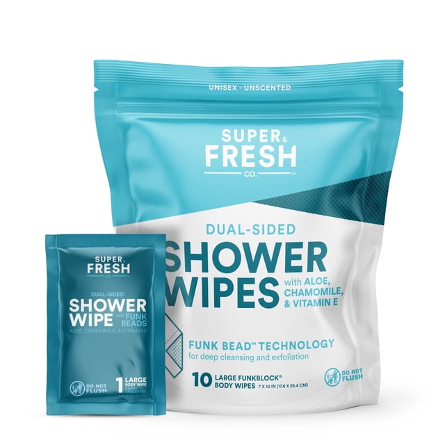 Toallitas de ducha Super Fresh FunkBlock en bolsa grande (10) individuales