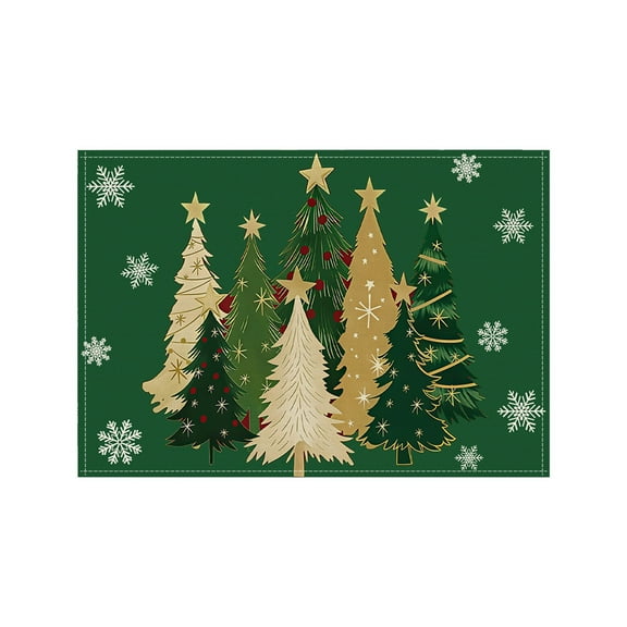 Cheapark Christmas Tree Pattern Placemats - Insulated Table Mats, Festive Decor for Holiday Dinners & Home Gatherings