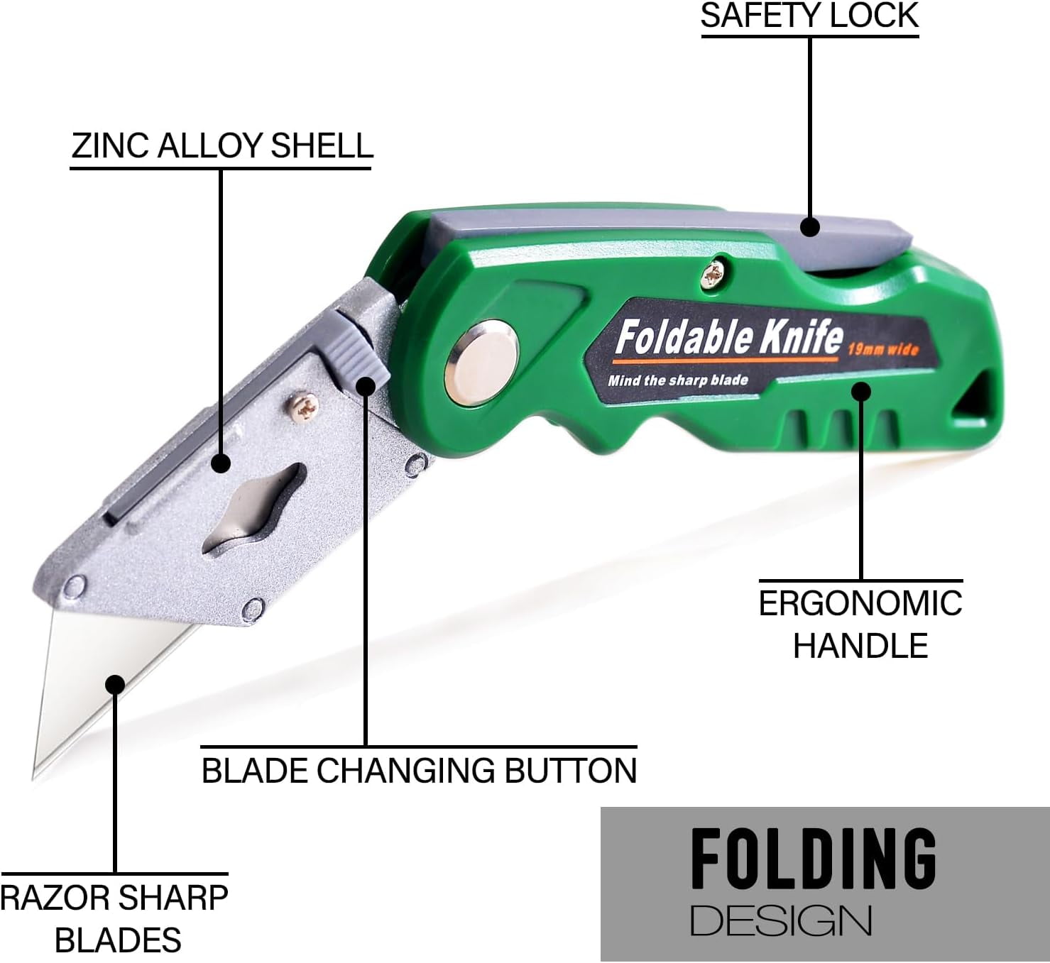 10400 Box Cutter, 3 Position Manual Button with Ceramic Blade, Locking blade