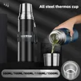 thumbnail image 2 of Large Capacity 316 Stainless Steel Thermos Water Cup Portable Outdoor Coffee Bottle Vacuum Flask Insulated Tumbler Cup (1500ML,Black), 2 of 7