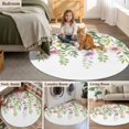 thumbnail image 5 of Pink Green Spring Round Area Rug 5Ft Washable Circle Rugs for Living Room Bedroom, Floral Eucalyptus Leaves Watercolor Plant Non-Slip Carpet Floor Mats Indoor Outdoor Carpet Runner Home Decor, 5 of 8
