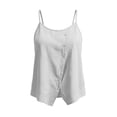 thumbnail image 5 of VBVC Women's Cotton Linen Side Button Tank Top , Ladies' Spaghetti Strap Asymmetrical Blouse , Summer Vacation Casual Cami For Women ,White,S-2XL, 5 of 6