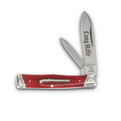 Rough Ryder Knives Rough Ryder Long Rifle Gunstock Folding Knife Red Smooth Bone RR2621
