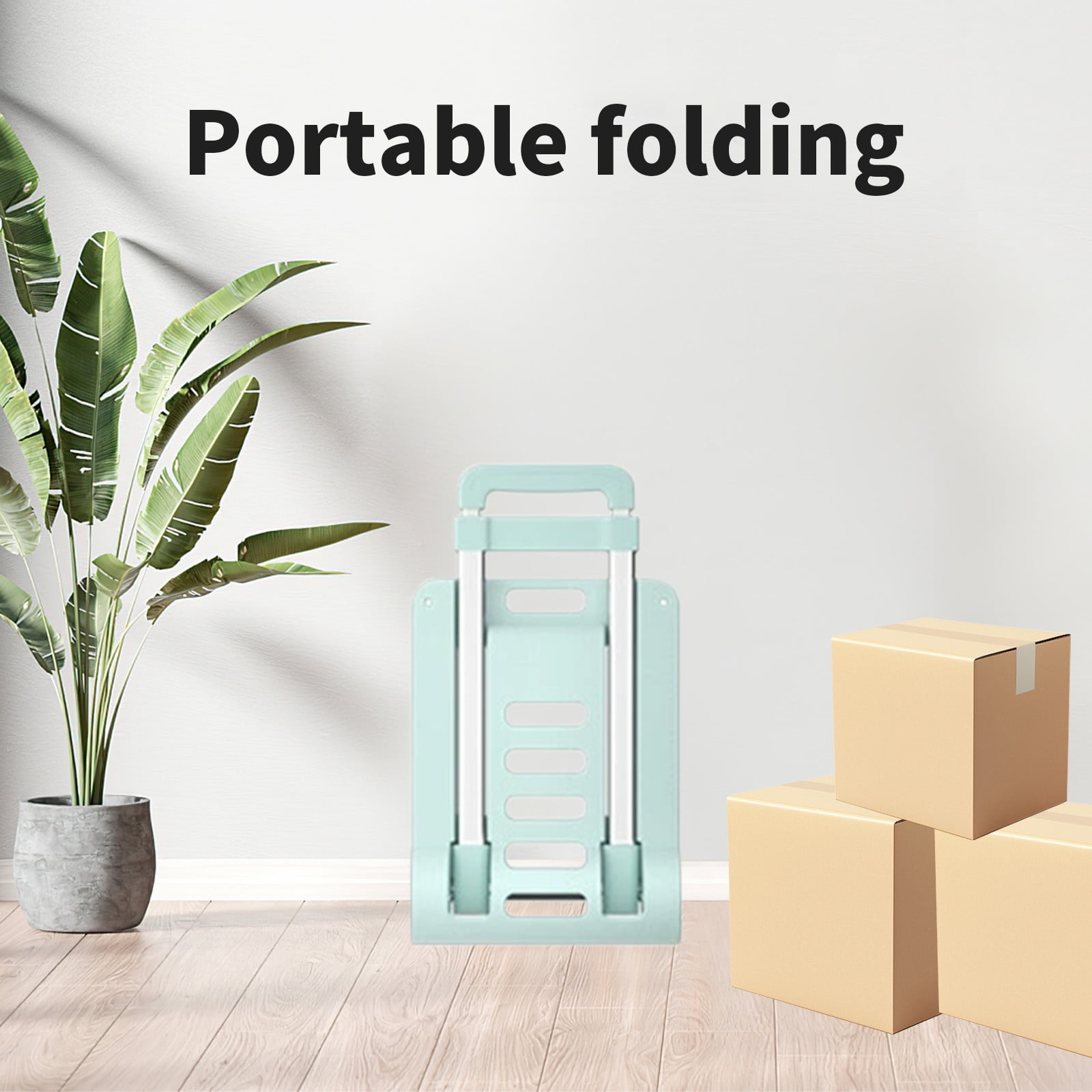 Deeceymbur Folding Hand Truck Trolley Portable Dolly Cart with 4 Wheels Small Pull Cart for Moving Warehousing Shopping Picnic