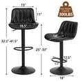thumbnail image 3 of FIRAVOE Swivel Bar Stools Set of 3 (Adjustable Height 25"-33") Counter Height Bar Stools with Back, Modern Faux Leather Black Barstools for Kitchen Island, 3 of 9