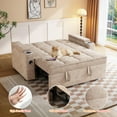 thumbnail image 3 of 3-in-1 Sleeper Sofa,65" Loveseat Sofa Bed, 2 Seater Convertible Small Couch with 360° Swivel Side Table and USB,Chenille Pull Out Bed ,Khaki, 3 of 7