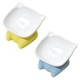 thumbnail image 1 of blue Cuenco de cerámica para gatos, cuenco inclinado para comida y agua, comedero para gatos antivómitos, 2 uds., 1 of 5