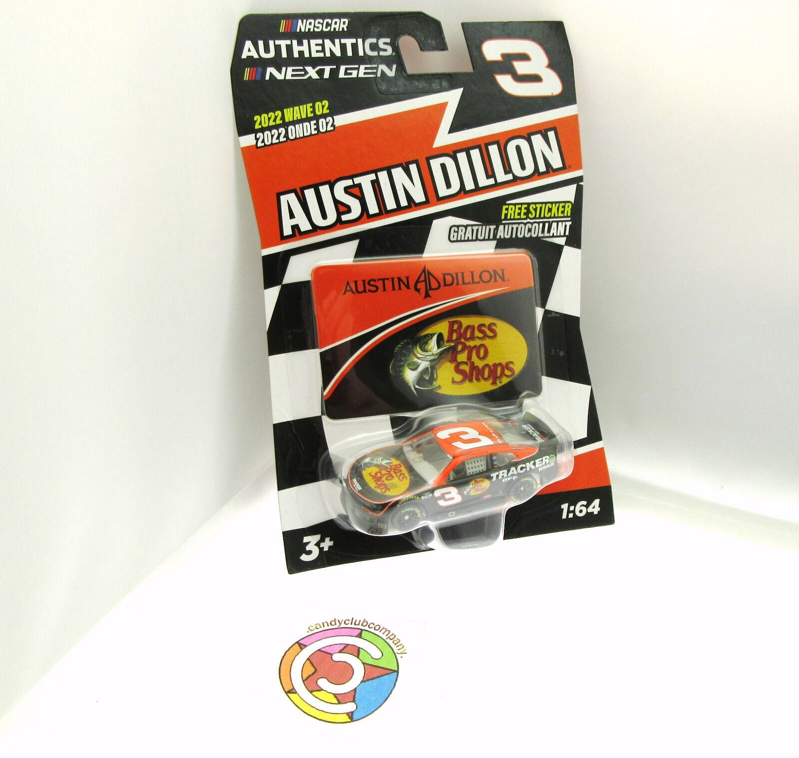 Austin Dillon ~ Bass Pro ~ NASCAR Authentics ~ w/Sticker ~ Die Cast 1:64 Scale