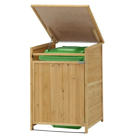 Ghp 63 Gallons Capacity Cedar Outdoor Trash Enclosure Organizer
