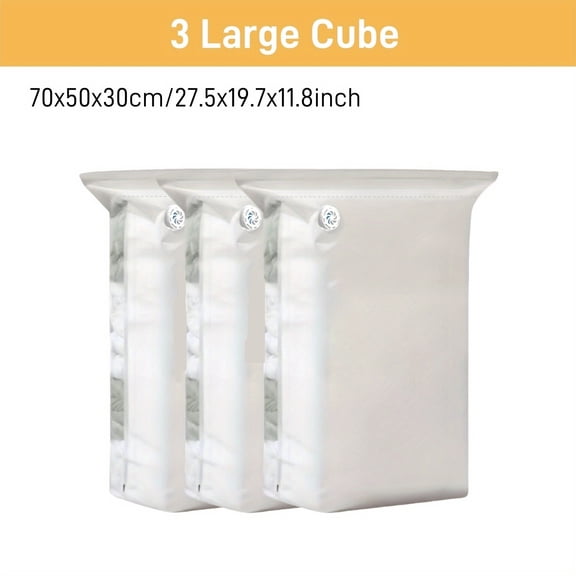 Rectangular Cube Vacuum Storage Bags 3 Pack, Large Compression Bags for Clothes, Dorm Room and Home Closet Storage