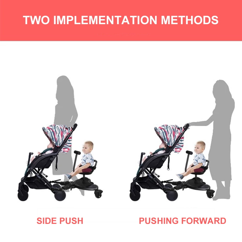 golytefs Universal Stroller Board Adapter 2-in-1 Non-Slip Adjustable Step Stand Ride-On Pedal Attachment with Detachable Seat Light-up Wheels Up to 55.11lbs