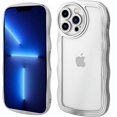 thumbnail image 2 of Designed for iPhone 13 Pro Max Case Curly Wave Frame Pattern for Women Girl Men, Luxury Plating with Full Camera Lens Protection Bumper for iPhone 13 Pro Max 6.7"-Silver, 2 of 15