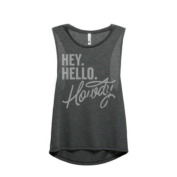 Thread Tank Hey Hello Howdy Women's Sleeveless Muscle Tank Top Charcoal Small