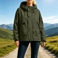 thumbnail image 6 of IUYRTFE Women's Hooded Windbreaker Jacket with Zipper and Snap Button Placket Lightweight Water Resistant Outdoor Coat for Hiking Travel and Daily Wear, 6 of 9