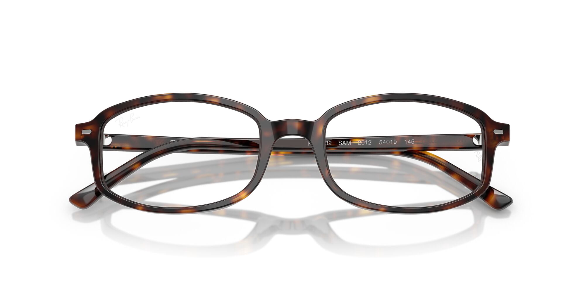Ray-Ban Sam Optics Eye Glasses with Irregular-Shaped Frames, Polished Havana, Size 52