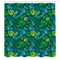 thumbnail image 2 of Ambesonne Tropical Shower Curtain, Sketchy Exotic Leaves Art, 69"Wx84"L, Petrol Blue and Lime Green, 2 of 4