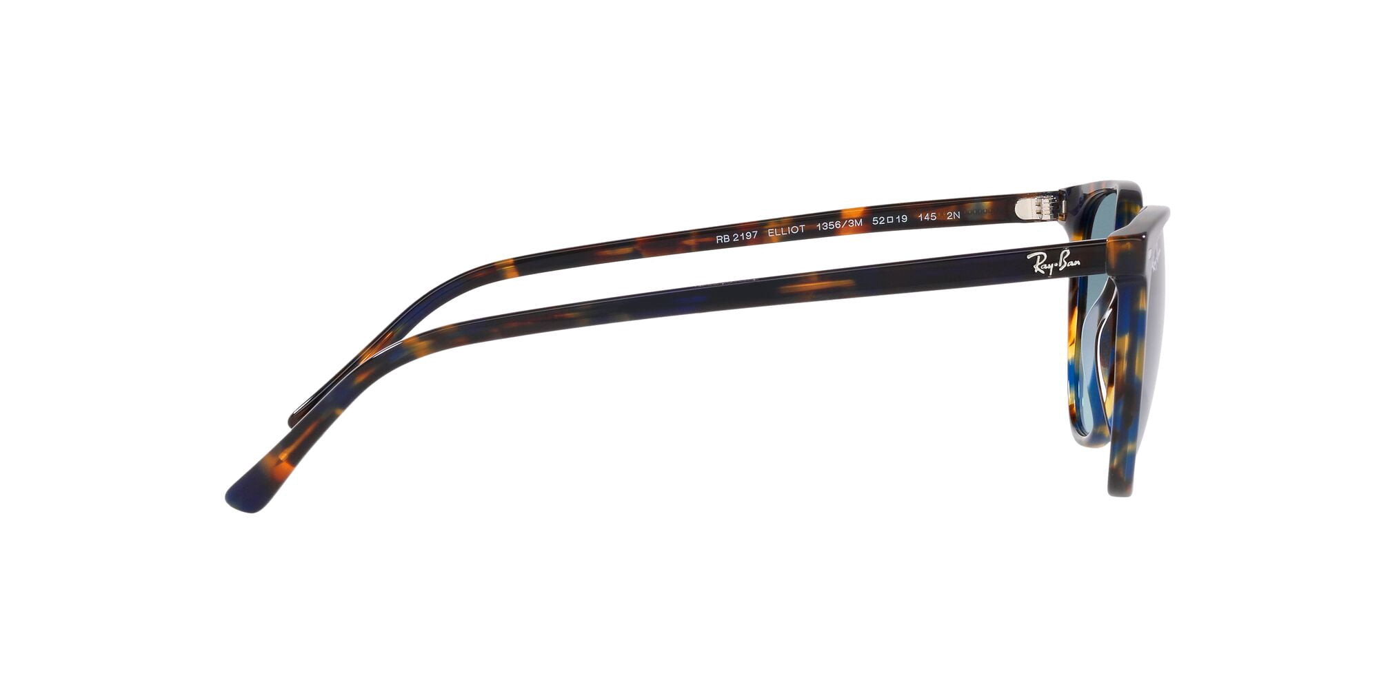 Ray-Ban Elliot Sunglasses, Minimalist Square Eyeglasses with Case, Yellow & Blue Havana/Blue Gradient, Size 52