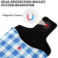 thumbnail image 3 of Haosy Blue Gingham Checker Pattern Golf Mallet Putter Cover Strong Magnetic Leather Golf Club Headcover Closure, 3 of 7