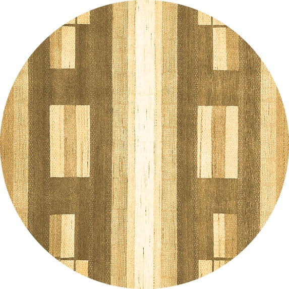 Ahgly Company Indoor Round Abstract Brown Modern Area Rugs, 7' Round