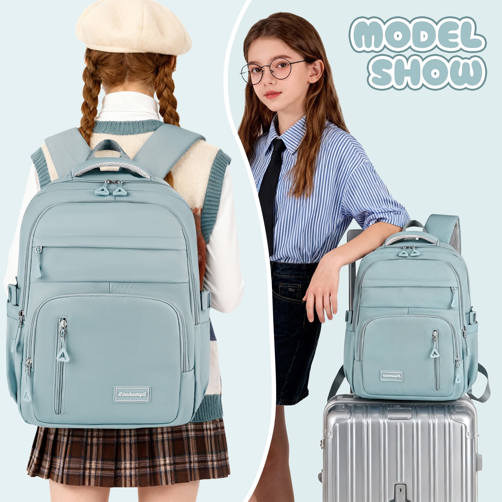 DAKIMOE School Backpack for College High Middle School Fashion Student Bag Teen Bookbag Laptop Backpack Women Travel Daypacks