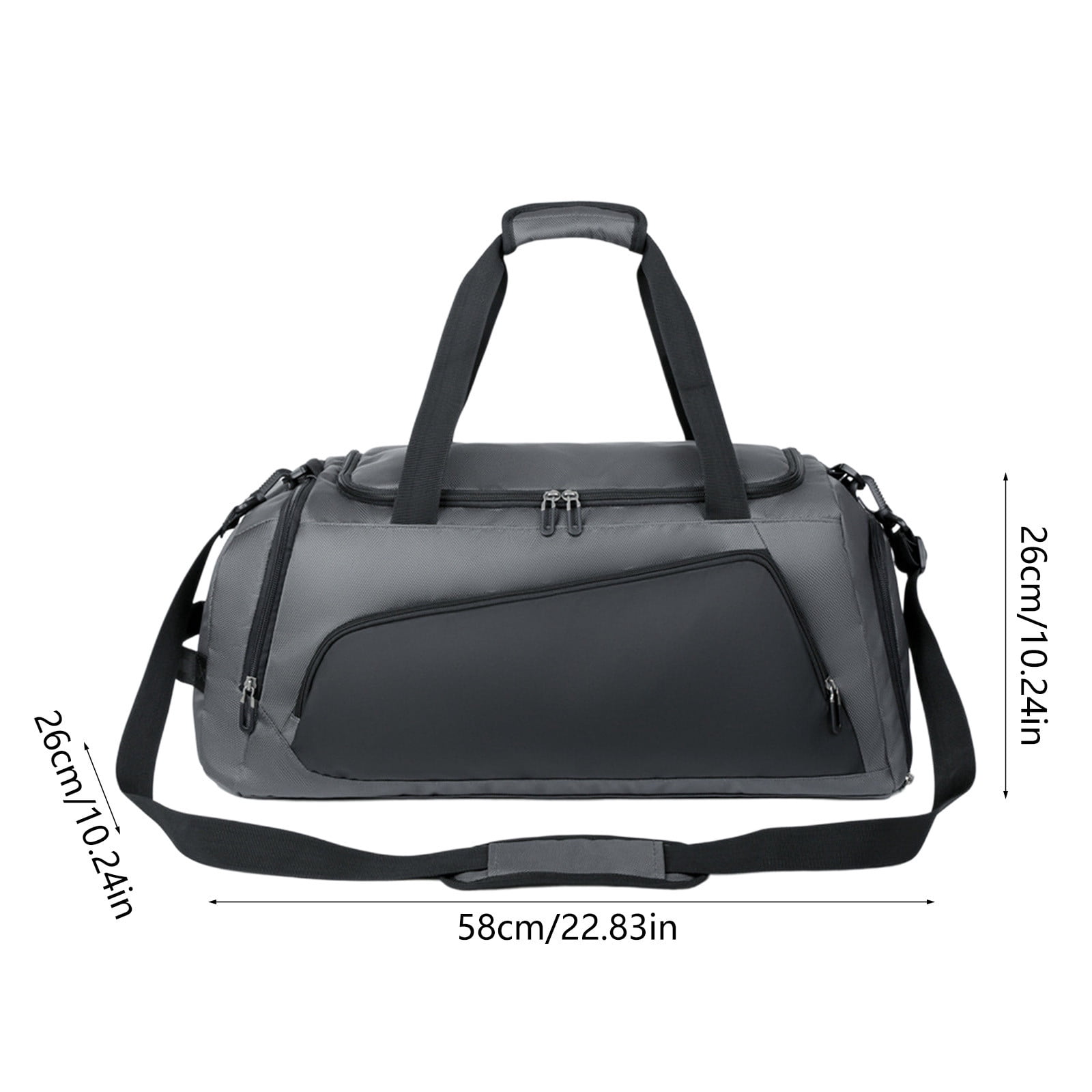 Djiypn Gym Bag for Men, 40L Sports Travel Duffel Bag with Shoe Compartment, Dry Wet Separation Workout Bag Carry On Weekender Bag Overnight Handbag for Travel, Fitness, Gray