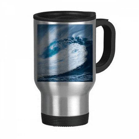 

White Wave Sea Water Science Nature Picture Travel Mug Flip Lid Stainless Steel Cup Car Tumbler Thermos