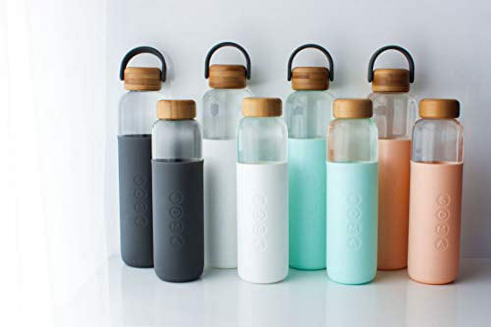 Soma Glass Water Bottle with Silicone Sleeve, BPA-Free, Mint, 25oz