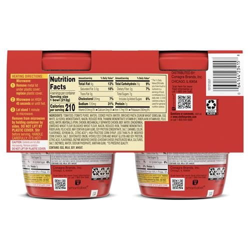 Chef Boyardee Spaghetti & Meatballs, Microwave Meal, 7.5 Oz. 4-Count - Pack of 2