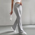 thumbnail image 2 of ZyeKqe Flare Pants for Women Stretchy High Waisted Yoga Pants Wide Leg Ribbed Knit Bell Bottom Trousers, 2 of 6