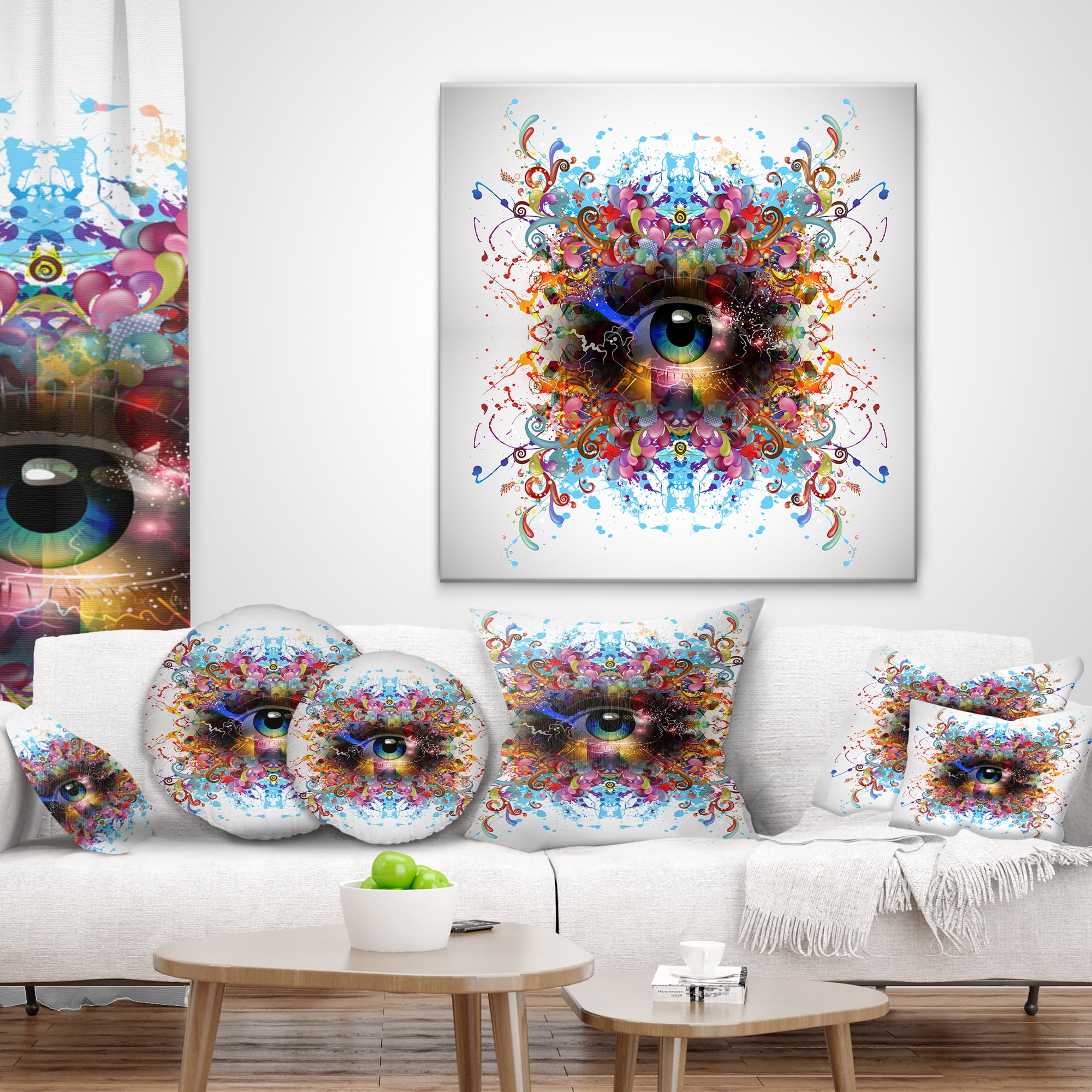 Designart Magic Eye with Flowers - Animal Throw Pillow - 16x16
